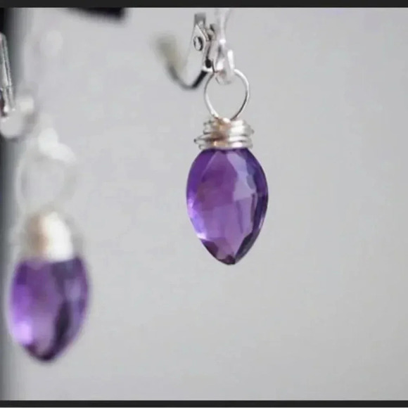 Amethyst Gemstone Earrings,February Birthstone, Purple Earrings - Picture 2 of 2
